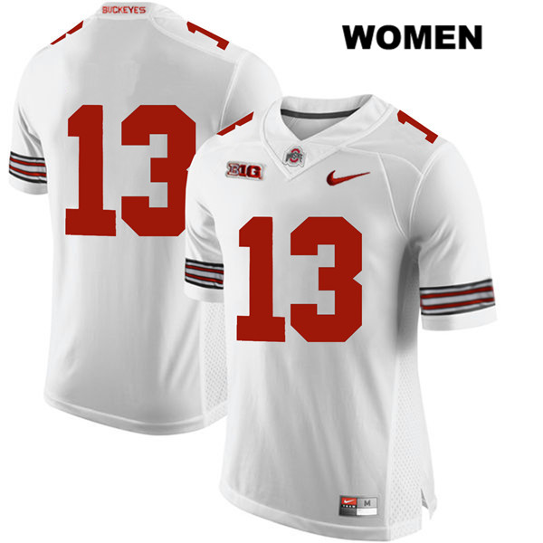 Ohio State Buckeyes Women's Rashod Berry #13 White Authentic Nike No Name College NCAA Stitched Football Jersey JE19W03UM